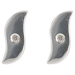 Sterling Silver And Diamond Wave Stud Earrings