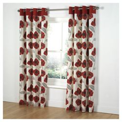 Tesco Poppy Print Unlined Eyelet Curtains W168xL137cm (66x54