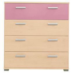 Fresno 4 Drawer Chest, Pink & Maple-Effect
