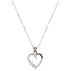 9ct White Gold Diamond Heart Pendant