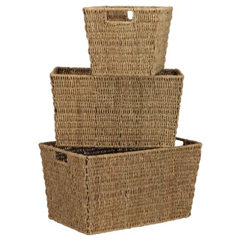 Image of Tesco Seagrass Baskets, Set Of 3