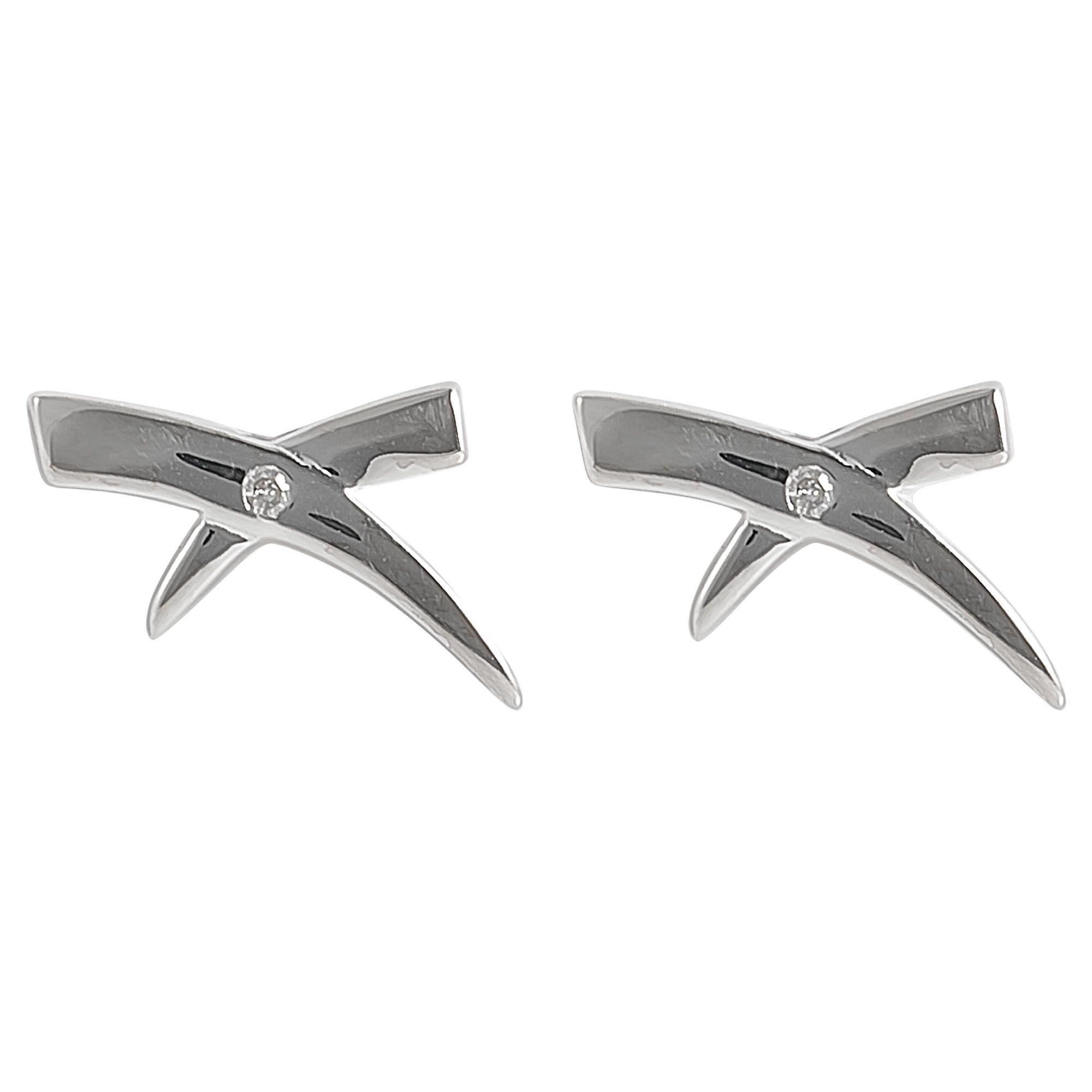 Sterling Silver And Diamond Kiss Stud Earrings Sterling Silver And Diamond Kiss Stud Earrings