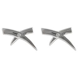 Sterling Silver And Diamond Kiss Stud Earrings