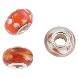 Silver Red Glass Charm Bead 3 Pack