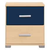 Fresno Bedside Chest, Blue & Maple-Effect