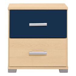 Fresno Bedside Chest, Blue & Maple-Effect