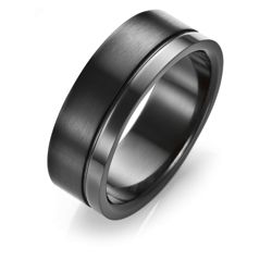 Stainless Steel Matt/Polish Black Ring, V