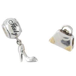 Silver/Gold Plated Hand Bag & Silver Shoe Charm Bead Set