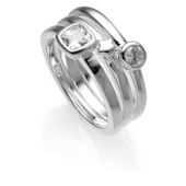 Sterling Silver Cubic Zirconia And Star Stacking Rings, Small