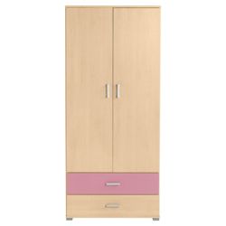 Fresno Double Wardrobe, Pink & Maple-Effect