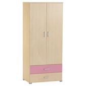Fresno Double Wardrobe, Pink & Maple-effect