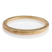 Pave Gold Tone Textured Slave Bangle