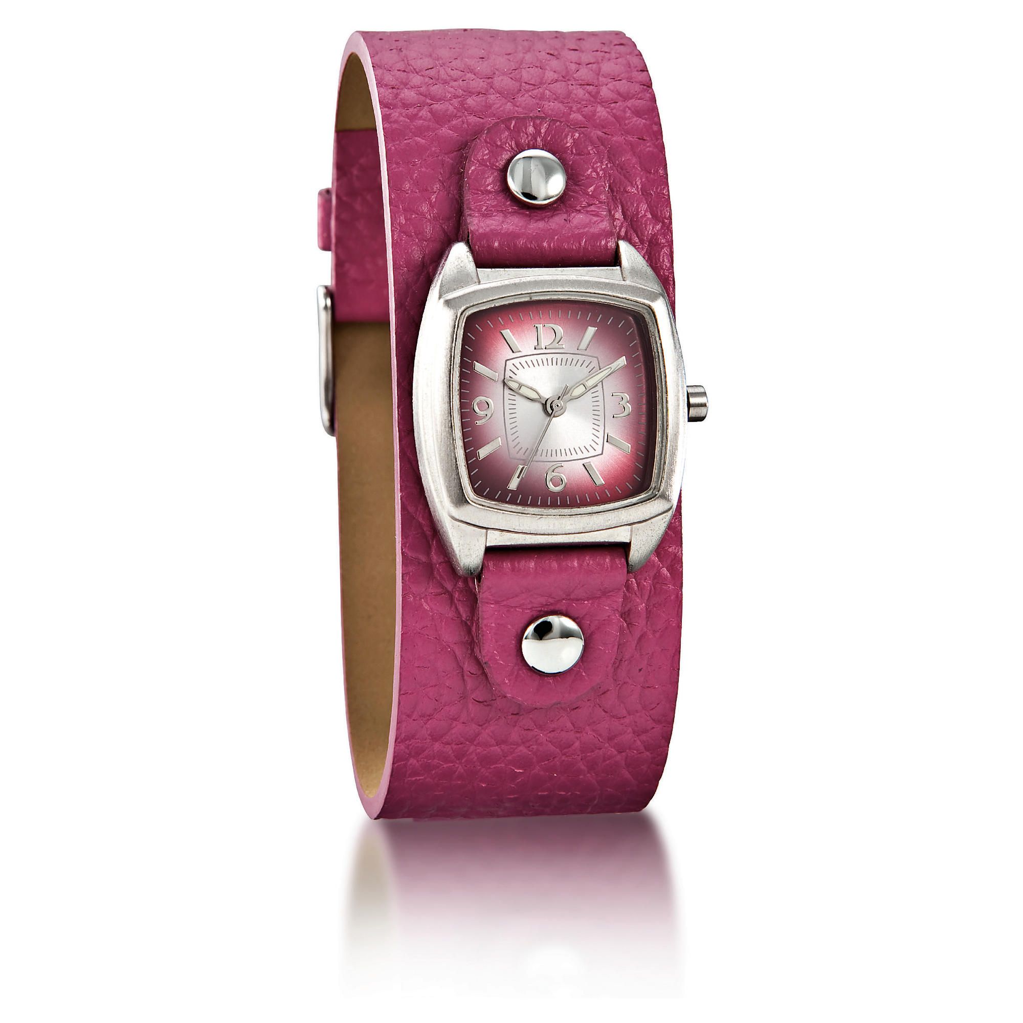 Ladies Pink Slim Cuff Watch