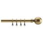 19mm Fixed Length Curtain Pole Ball Finial, Antique Brass 120cm