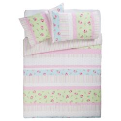Tesco Rosebud Print Duvet Set Double, Pastel