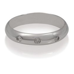 9ct White Gold Ladies Diamond 4mm Wedding Ring, N