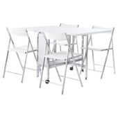 Poplar dining table & 4 chairs, white