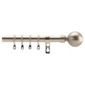 19mm Fixed Length Curtain Pole Ball Finial, Satin Steel 240cm