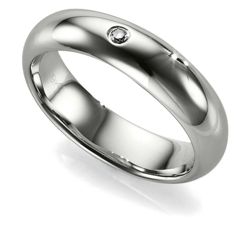 9ct White Gold Mens Diamond 6mm Wedding Ring, R