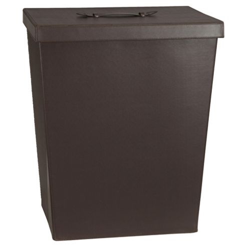 Image of Faux Leather Laundry Bin, Brown