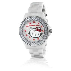 Hello Kitty White Go Faster Diamante Watch