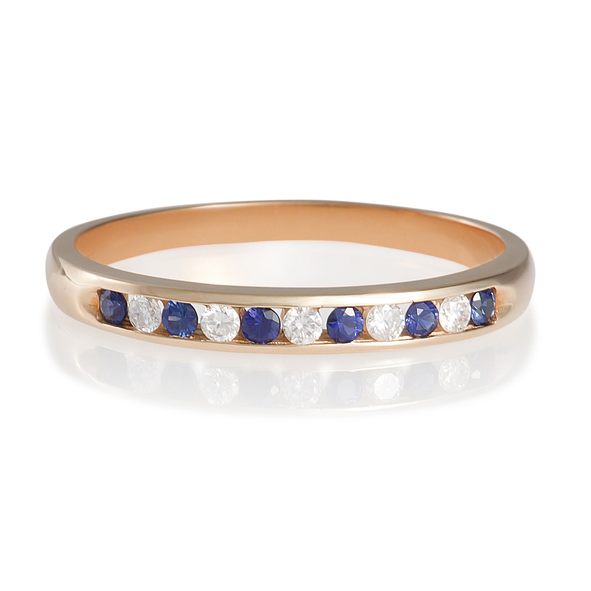 9ct Gold Diamond And Sapphire Eternity Ring. K