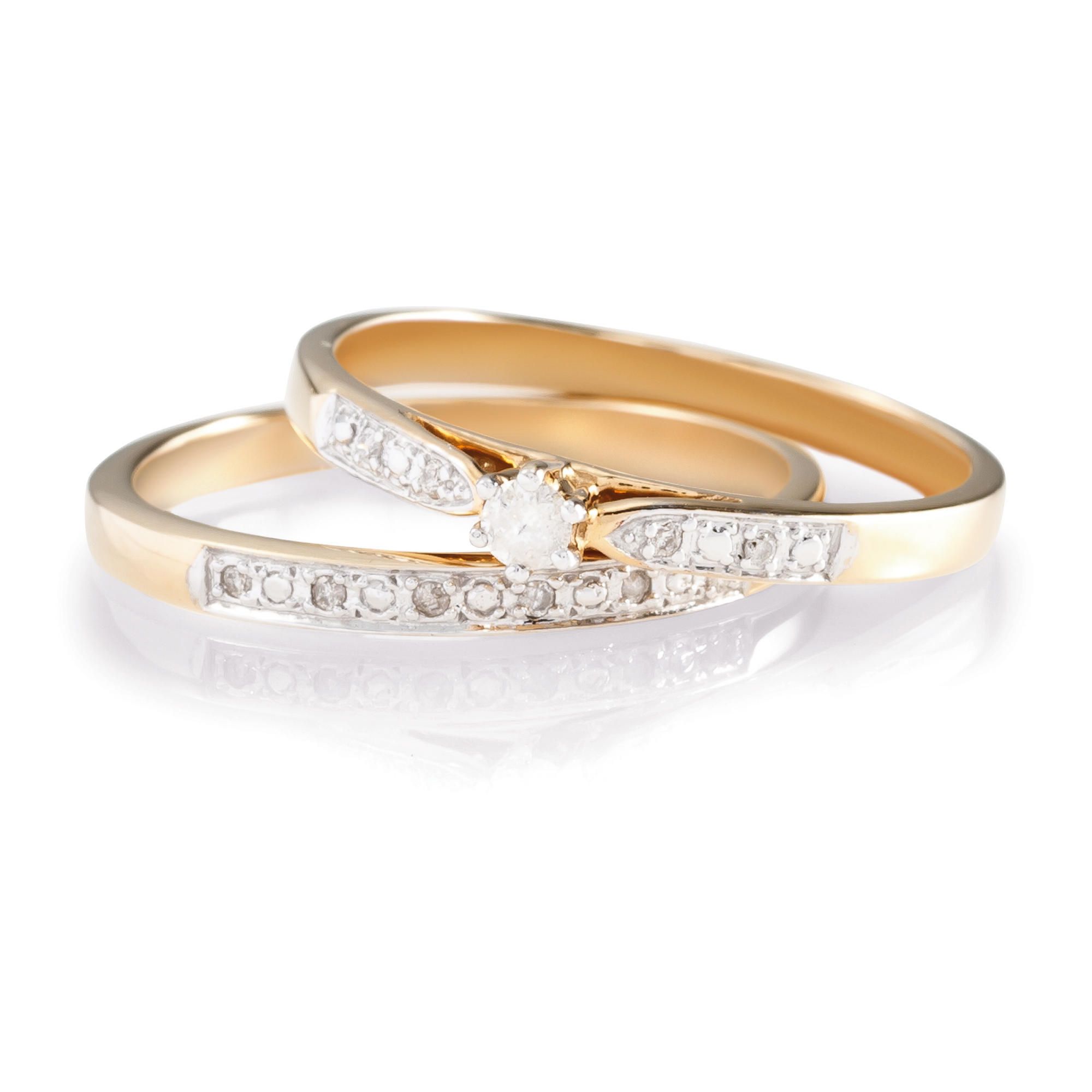 9ct Gold 10Pts Diamond Bridal Set Ring, K