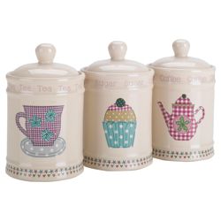 Tesco Time for Tea Tea, Coffee and Sugar Canister Set