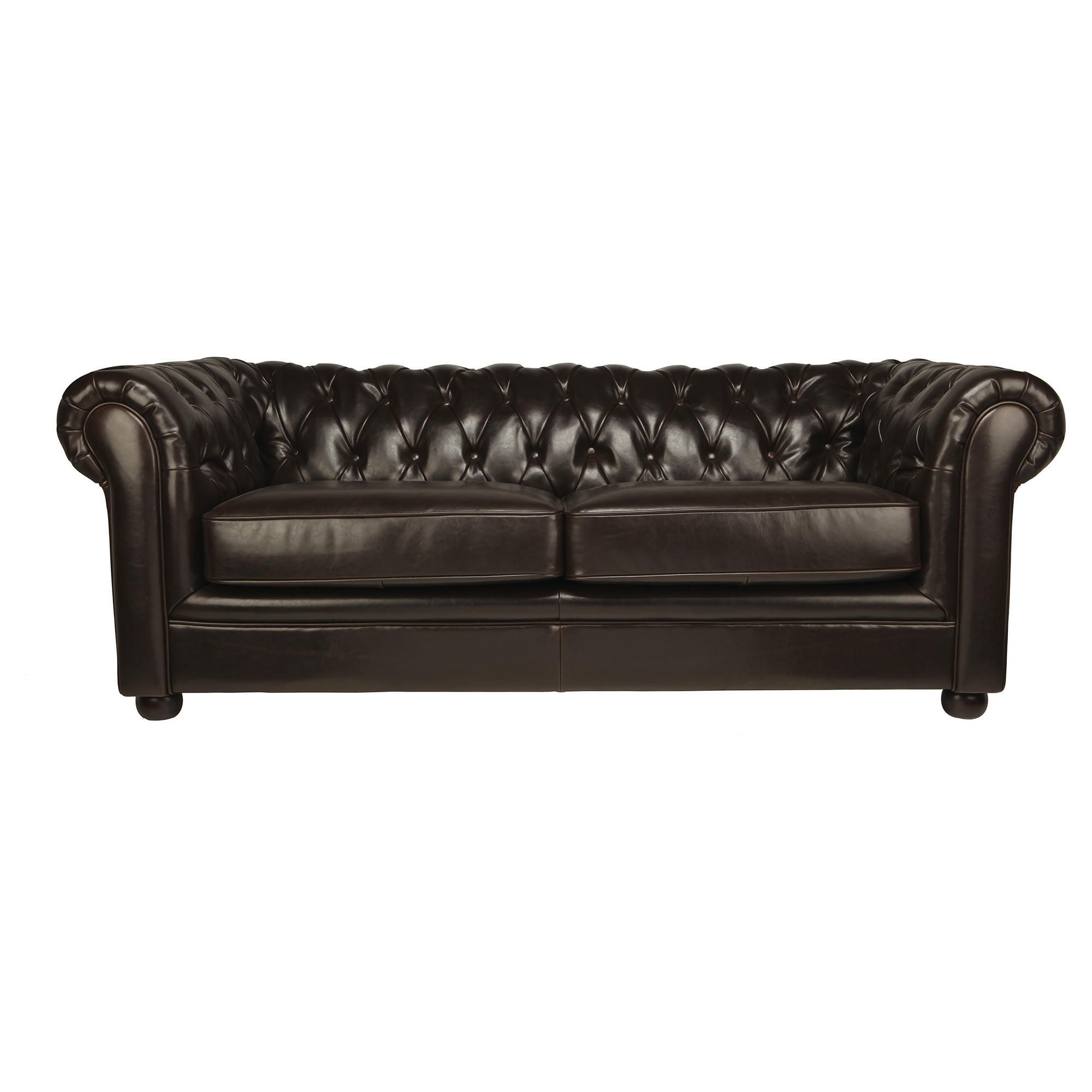 Chesterfield Large Leather Sofa, Brown