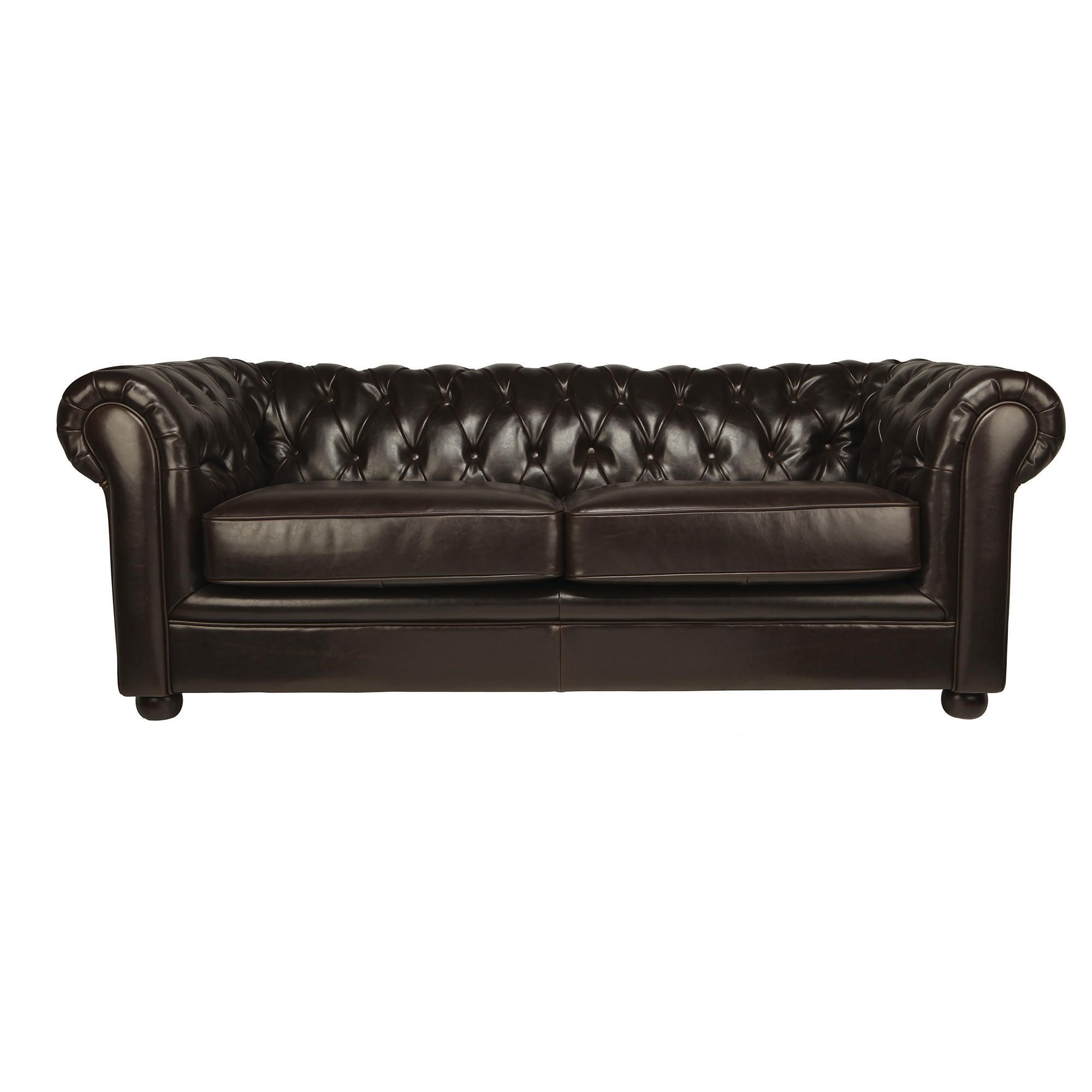 Chesterfield Large Leather Sofa, Brown at Tesco Direct