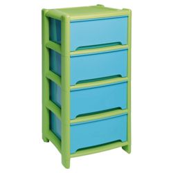 Wham 4 drawer tower, blue & green