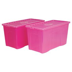 Wham Crystal 110L box with lid, 2 pack pink