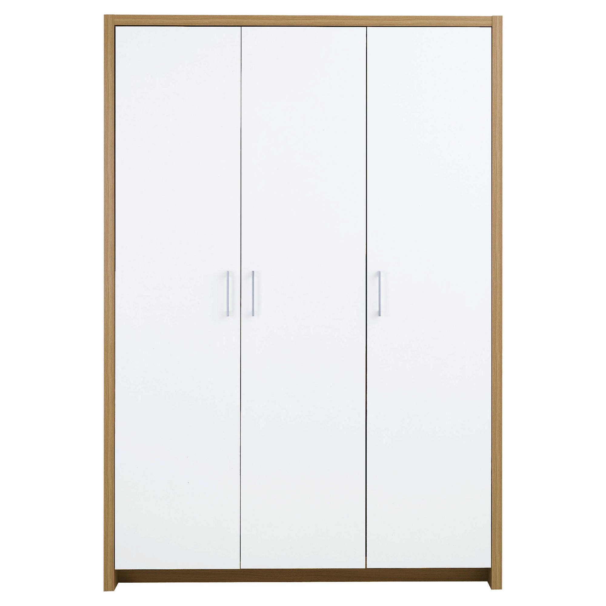 Manhattan Triple Wardrobe, Oak-Effect & White Gloss at Tesco Direct