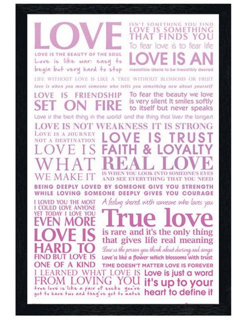 Image of True Love Black Wooden Framed Love Is Poster