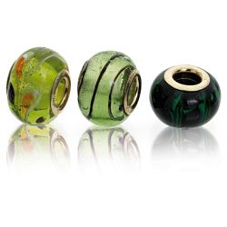 Sterling Silver Sea Green Glass Charm 3 Pack