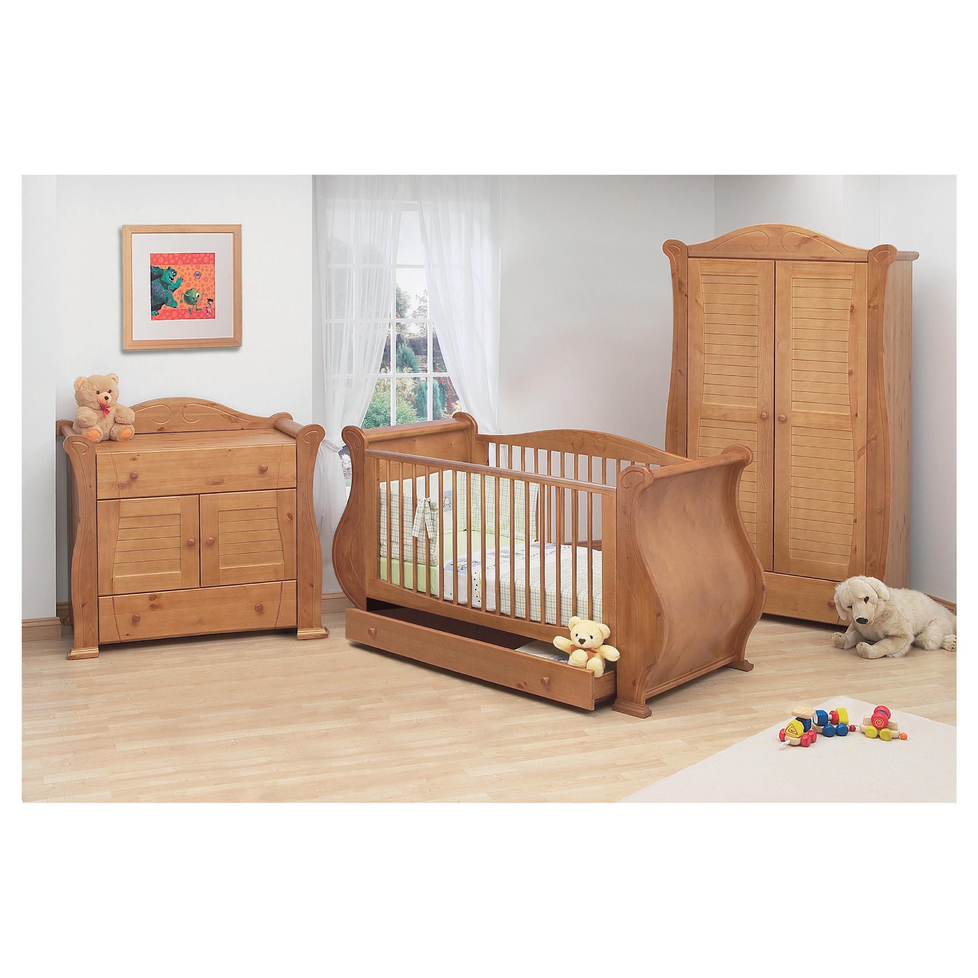 Tutti Bambini Marie 3 Piece Sleigh Room Set, Natural. at Tesco Direct