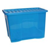 Wham Crystal 80L Underbed storage box with lid, blue
