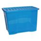 Wham Crystal 80L storage box with lid, blue