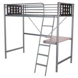 Domino High Sleeper Bed Frame, Silver & Black Headboard