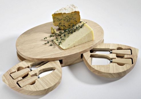 Image of Occasion Large Oval Cheese Board With 2 Draws And 4 Cheese Knives