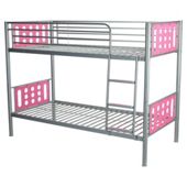 Domino Bunk Bed Frame, Silver & Pink Headboard