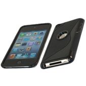 iTALKonline 12526 Solid Black Wave Silicone Crystal Twin Case - Apple iPhone 4