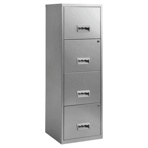 Image of Pierre Henry A4 4 Drawer Maxi Filing Cabinet, Silver