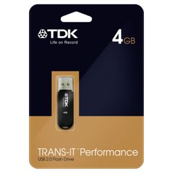 TDK USB Flash Drive, Black - 4GB