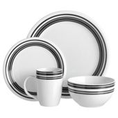 Tesco Handpainted Dinner Set Black, 16 Piece