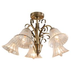 Tesco Lighting Kasaka 5 Light Ceiling Fitting Antique Brass