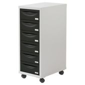 Pierre Henry A4 6 Drawer Filing Cabinet, Silver With Black Drawers