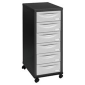 Pierre Henry A4 6 Drawer Mini Drawer Filing Cabinet Silver/Black