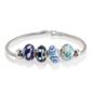 Sterling Silver Blue Glass Bead Starter Bracelet