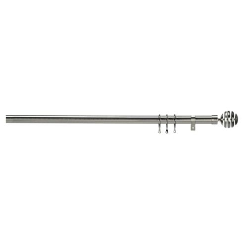 Image of Premium Extendable Metal Curtain Pole With Sliced Ball Finial L1.2-2.1m, Satin Steel